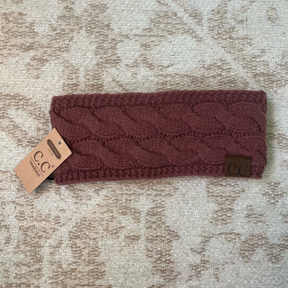 C.C Maroon Cable Knit Headband